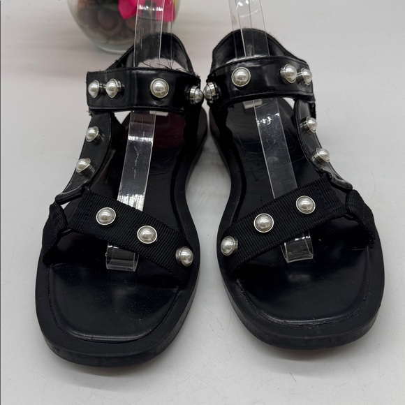 Zara Black Sandals with Pearl Accents EU Size 38 BSN9188F - Picture 2 of 6